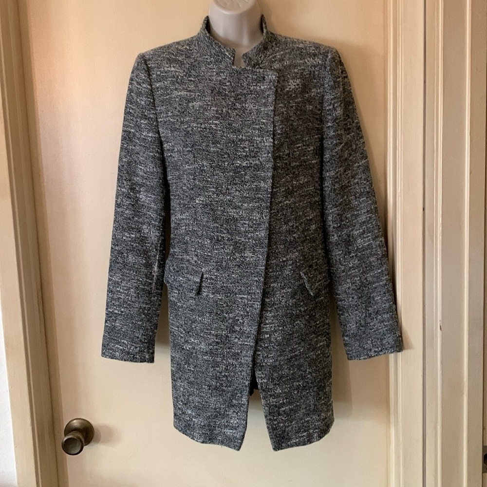 Zara black and white tweed overcoat size L